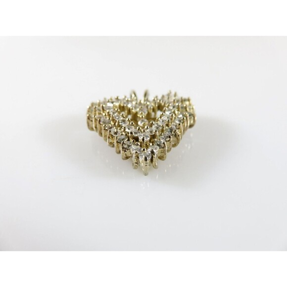 Sterling CI 925 Silver Cubic Zirconia Encrusted Heart Pendant Caspian Internatio - Picture 2 of 7